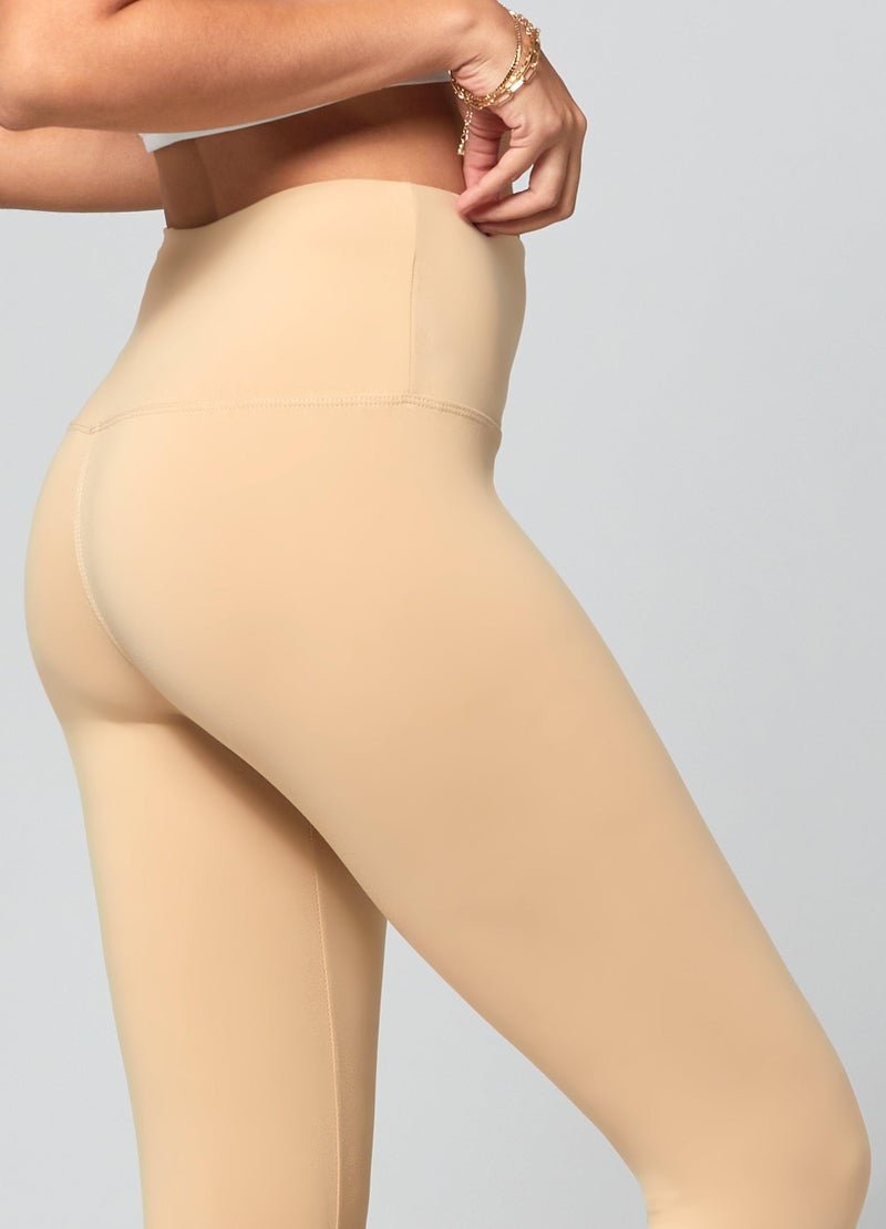 Conceited Capri Leggings for Women - Soft - High Waist Tummy Control - Essential - Regular and Plus Size - Beige Nude - Small - Medium - Image 4